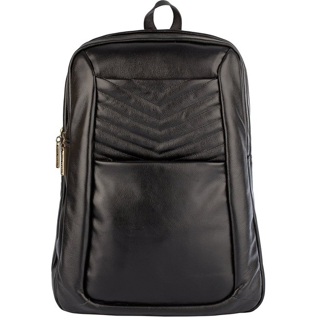 Mochila de couro grande liso slim Patricia - Preto