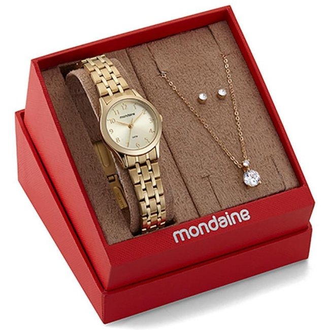 Kit Relógio Feminino Mondaine Dourado 32608LPMKDE1K1 Dourado