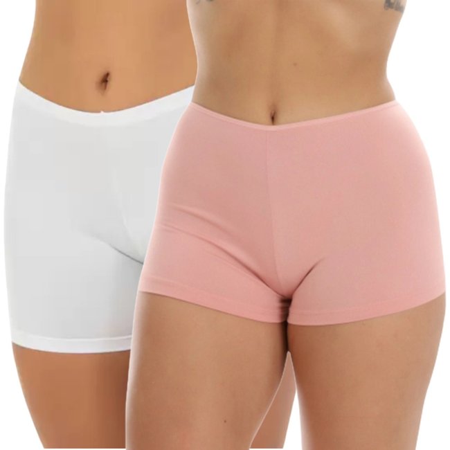 Kit 2 Short Segunda Pele Reflexo Íntimo Anágua Anti Atrito Para Usar Por Baixo Branco e Rosa