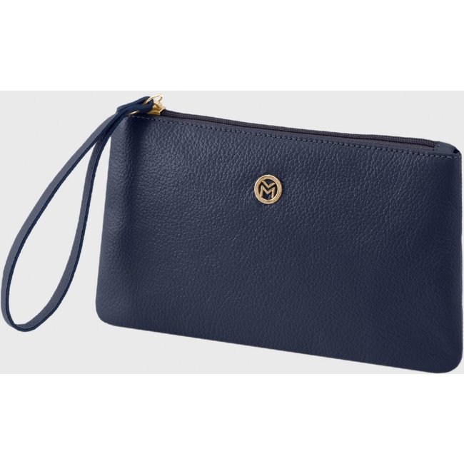 Bolsa Carteira Clutch Couro Mariart Cambará Marinho