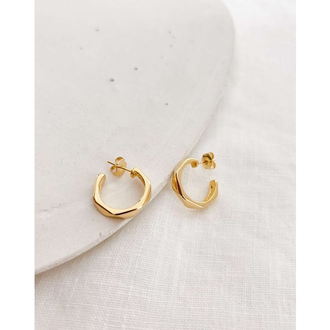 Meia Argola Diamond Banho Ouro