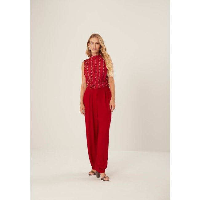 Calça De Alfaiataria Com Cintura Alta Em Crepe De Viscose