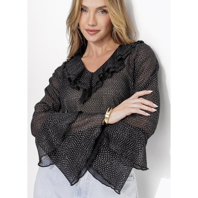 Blusa Em Chiffon Poá Desconstruído Quintess