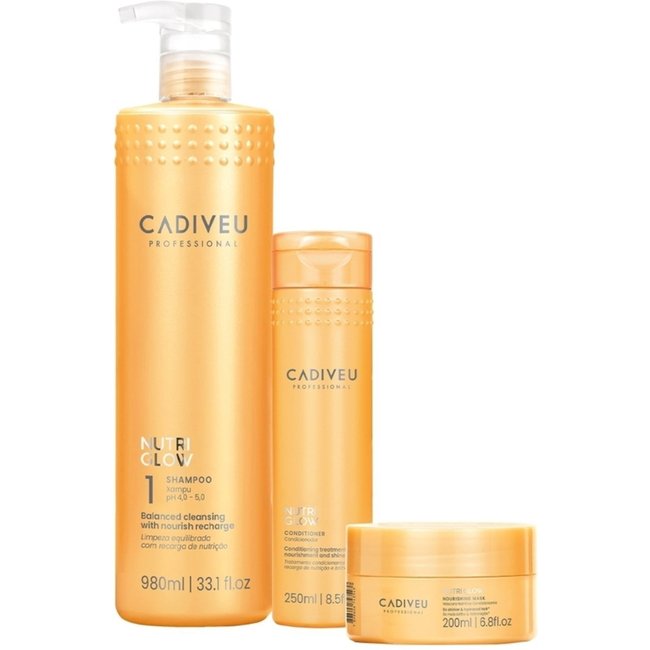 Kit Cadiveu Professional Nutri Glow Shampoo G Condicionador e Máscara P (3 produtos)