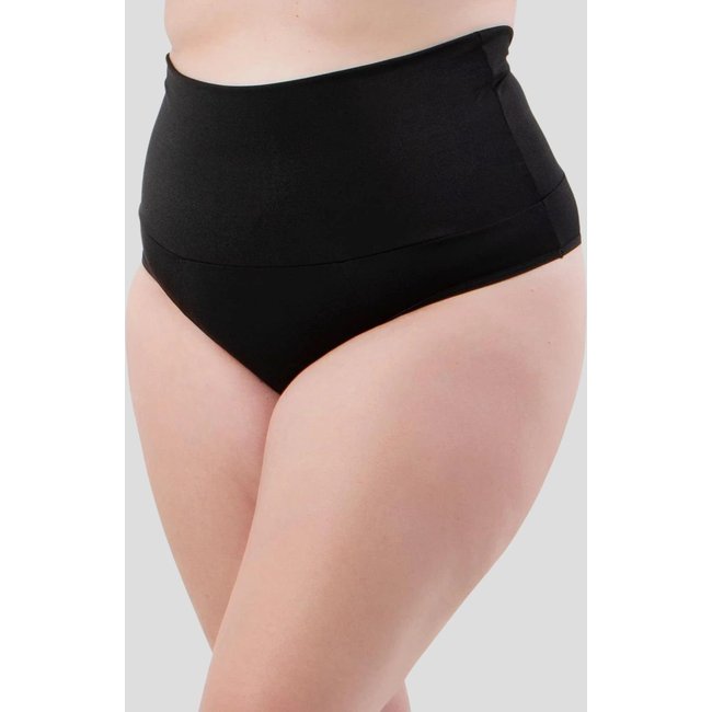 Calcinha Cinta Plus Size Cós Alto Suplex Compressão Cintura Alta Preto