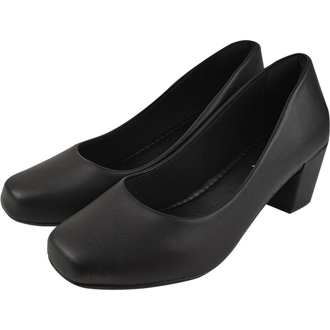 Sapato Scarpin Donatella Shoes Bico Quadrado Confort Preto