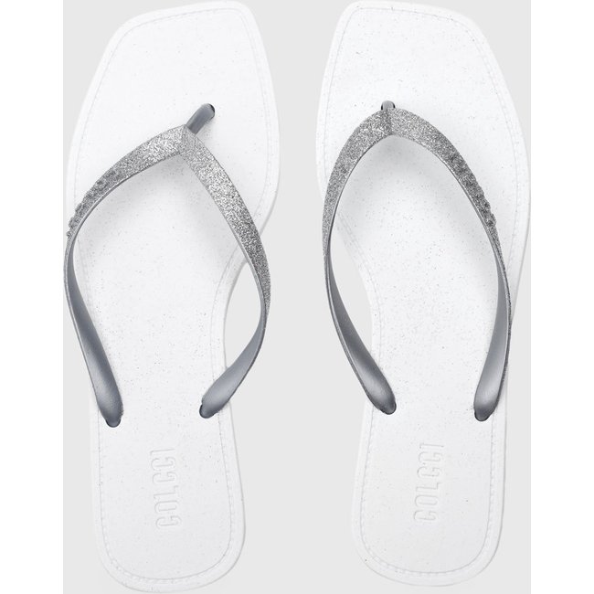 Chinelo Dedo Feminino Colcci Tiras Glitter Branco