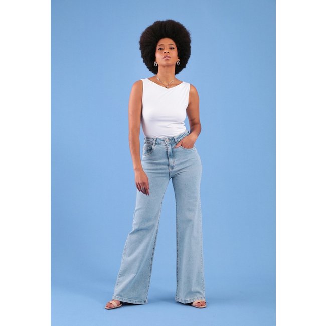 Calça Jeans Pop Me Wide Leg Azul Claro