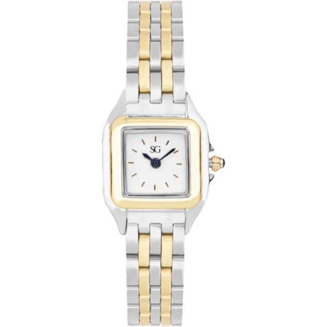 Relógio Feminino Prata e Dourado Boxy Bicolor Gold