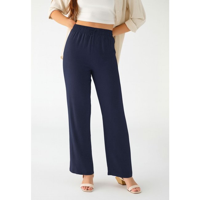 Calça Pantalona Levosch De Linho Azul Marinho