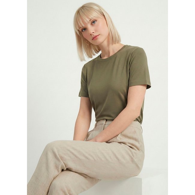 Blusa Verde Algodão Premium Toque Fresco Sob Manga Curta