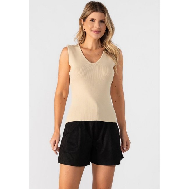 Blusa regata decote em v Bege
