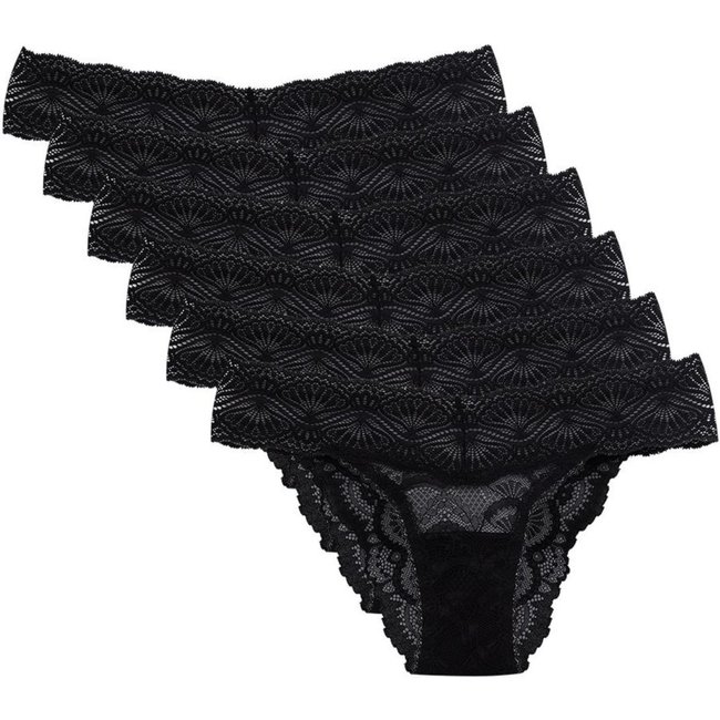 Kit 6 Calcinhas Biquíni Renda Shiny Love Preto