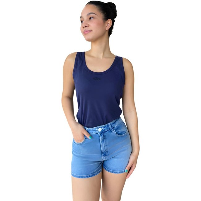Shorts Feminino Mom Flor De Lis Jeans