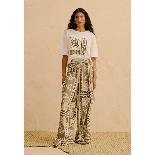Calça Com Faixa Estampada Incaica