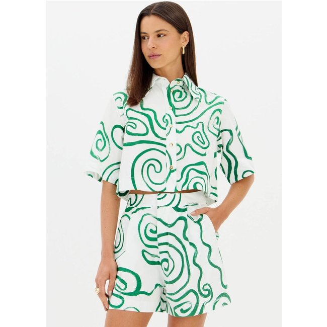 Camisa Estampada Com Mangas Curtas Lança Perfume