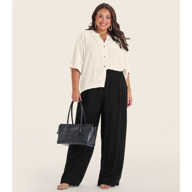 Calça Pantalona Plus Size Secret Glam Preto