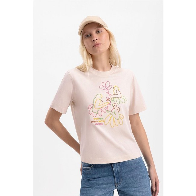 Blusa Feminina Em Meia Malha Estampada Essendi Off White Off-white