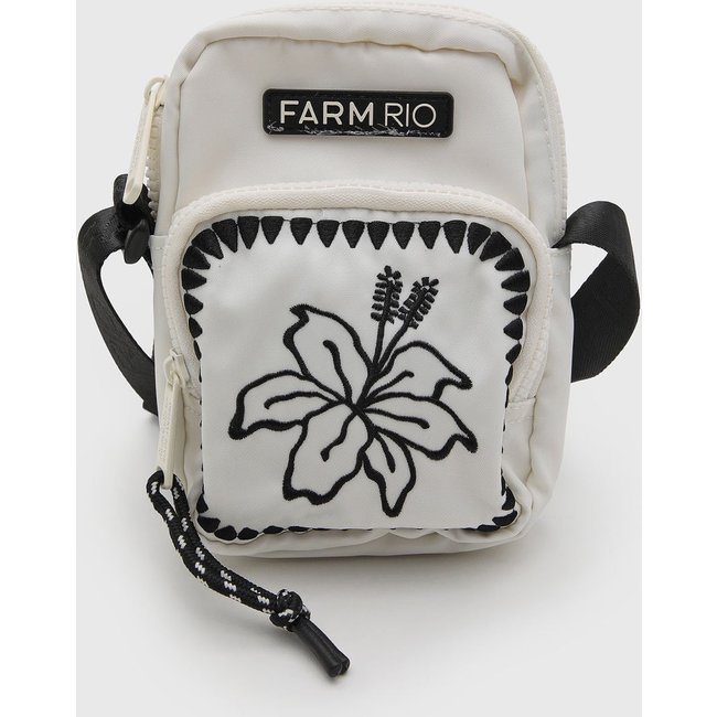 Bolsa Pequena FARM Da Gema Surfar Floral Branca