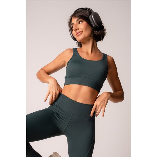 Top Fitness Decote V Verde Escuro