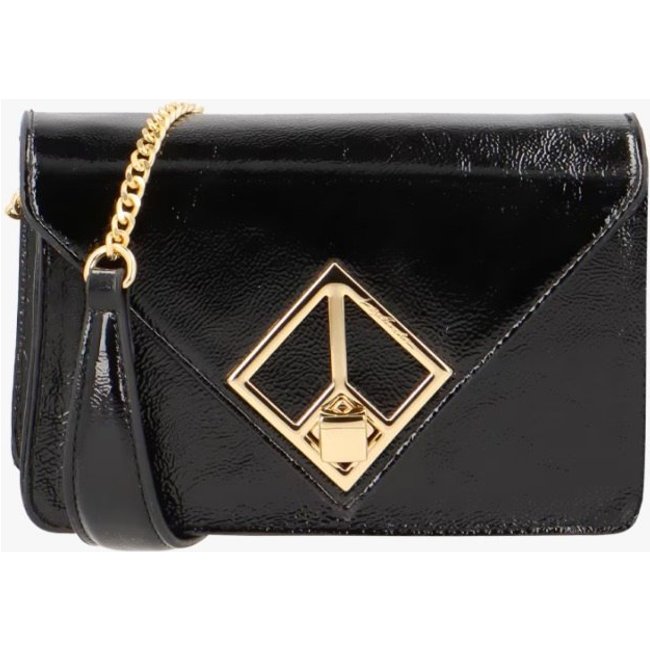 BOLSA PEQUENA EM COURO PRETO COM FECHO METÁLICO