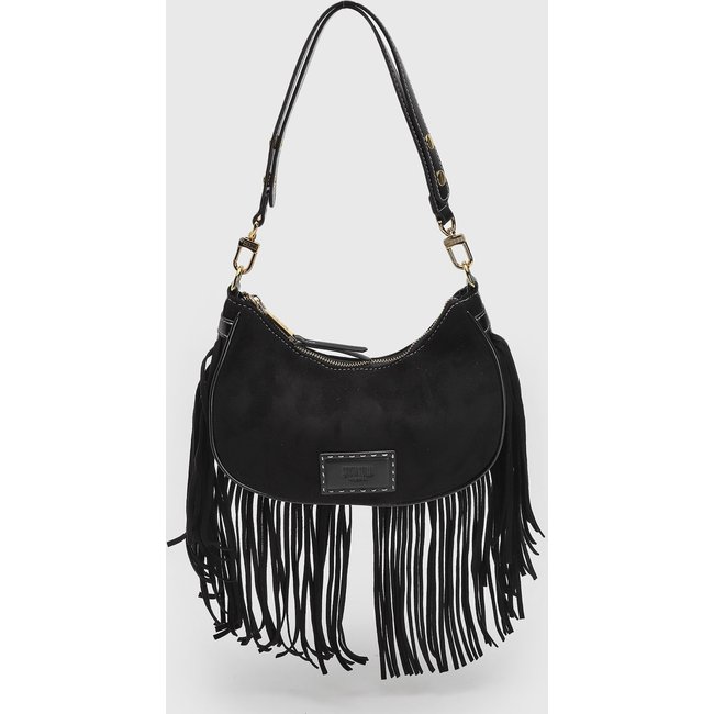 Bolsa Média Feminina Santa Lolla Franjas Preta