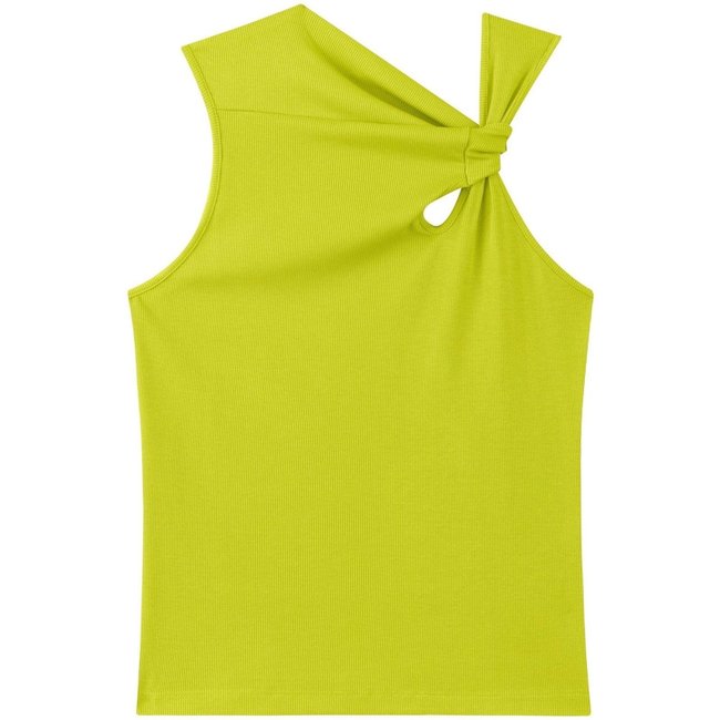 Blusa Em Malha Canelada Com Torção E Recorte