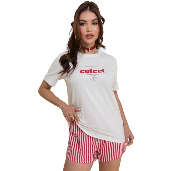 Camiseta Feminina Com Logo Em Estampa Frontal Colcci Off Shell