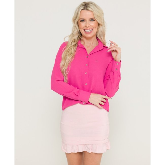 Camisa Social Feminina Olimpo Crepe Air Flow Rosa