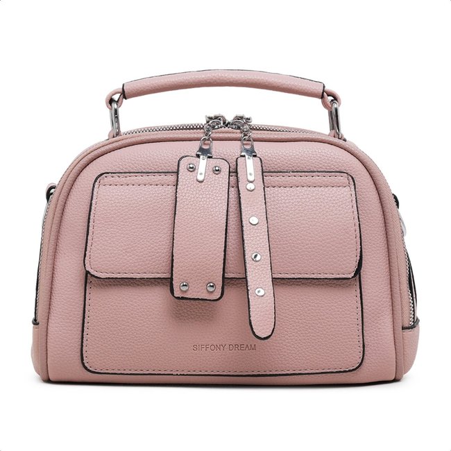 Bolsa Transversal Couro Bolsinha Feminina Moderna Compacta - Rosa
