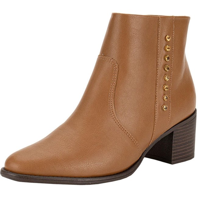 Bota Feminina Cano Baixo Comfortflex 2492305 1452305 Caramelo