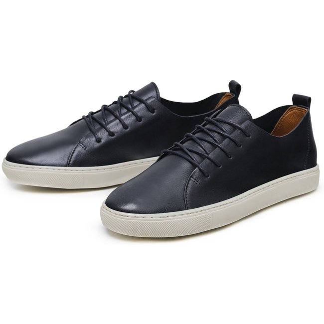 Tenis Feminino Cano Baixo de Couro sem Forro Interno Ref.:1810 Preto