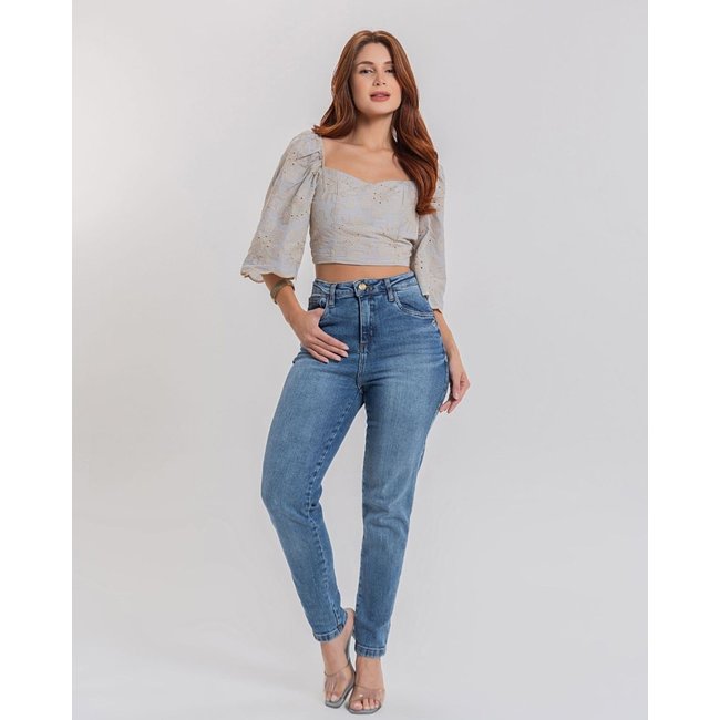 Calça Feminina - Mom - Black Jeans - Denim Médio