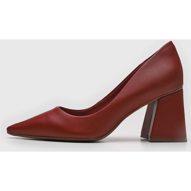 Scarpin Feminino cê Salto Médio Bloco Vermelho