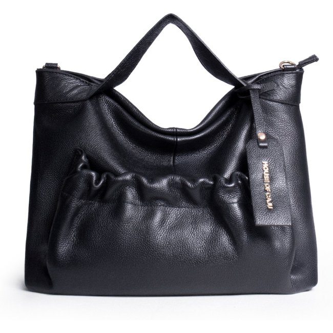 Bolsa Feminina Em Couro Alça De Mão Preta "Dinah Midhat Serri"""