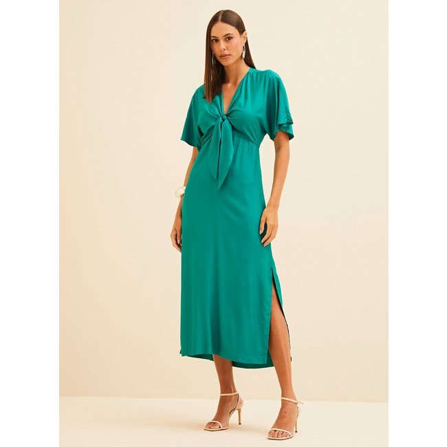 Vestido Midi Reto com Amarração Forum Verde Palmleef