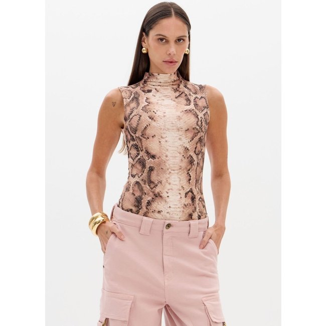 Blusa Canelada Estampada Sem Mangas Lança Perfume