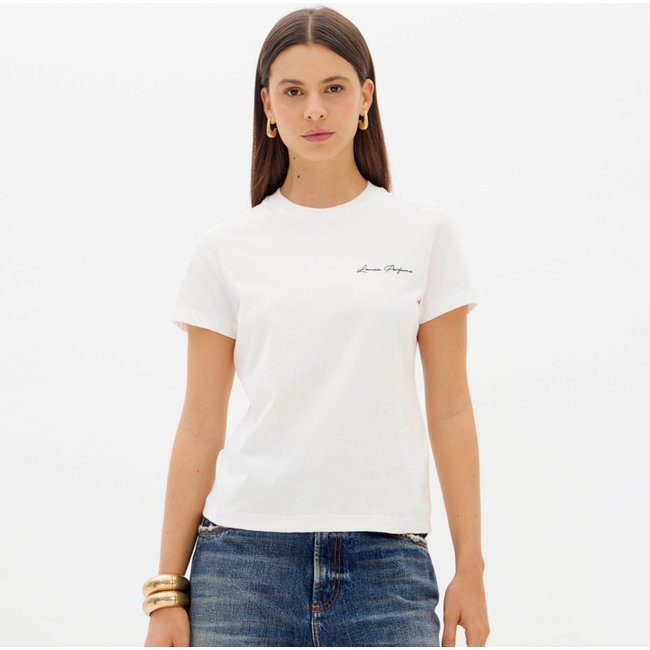Camiseta Lança Perfume Babylook Name Ou26 Off White Feminino
