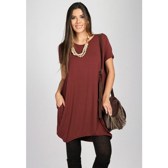 Vestido Curto Amazonia Vital Malha Amplo Always Bordô
