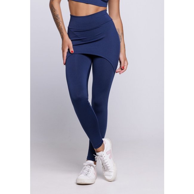 Calça Legging Saia Bella Fiore Modas Lisa Azul Marinho