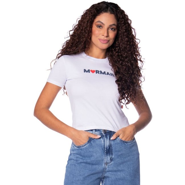 Blusa Feminina Baby Tee Mormaii Coração Branco