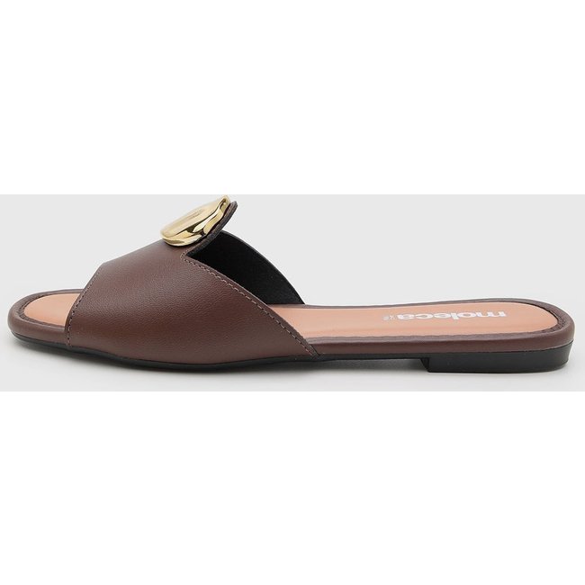 Rasteira Feminina Moleca Detalhe Metalizado Marrom