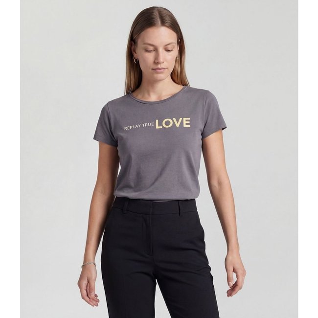 Blusa Feminina Cotton Com Estampa Infinita Cor Cinza