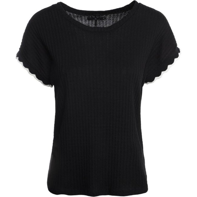 Blusa Canelada Crochê Autentique Feminina PRETO