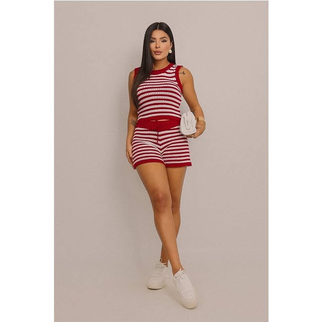 Conjunto D Bell Outlet Fashion Tricot Vermelho