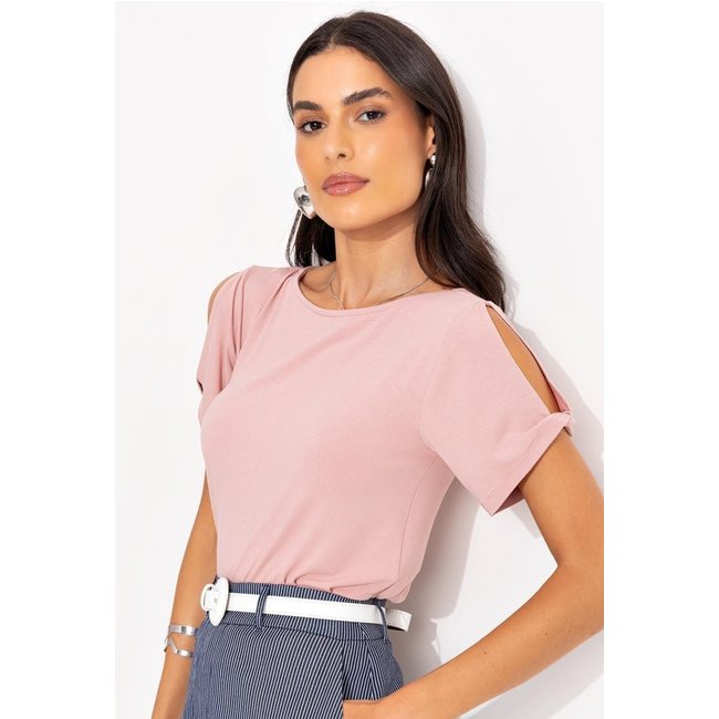 Blusa Em Malha De Viscose Rosa Quintess