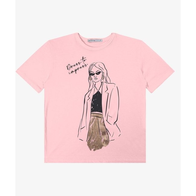 T- shirt em Meia Malha Feminina Endless Rosa