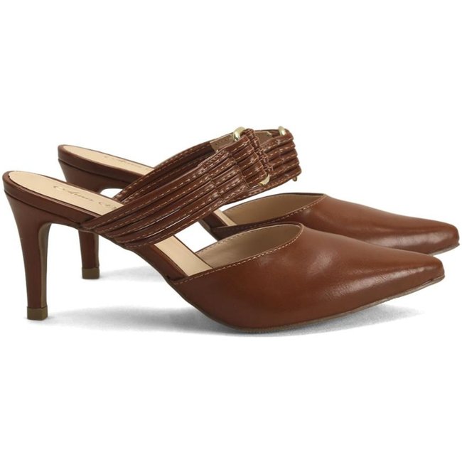 Mule de Napa Feminino Bico Fino Casual Chic Ana Mello Incolor