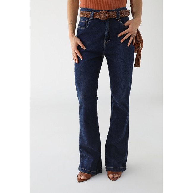 Calça Jeans Maria Valentina Bootcut Pesponto Azul