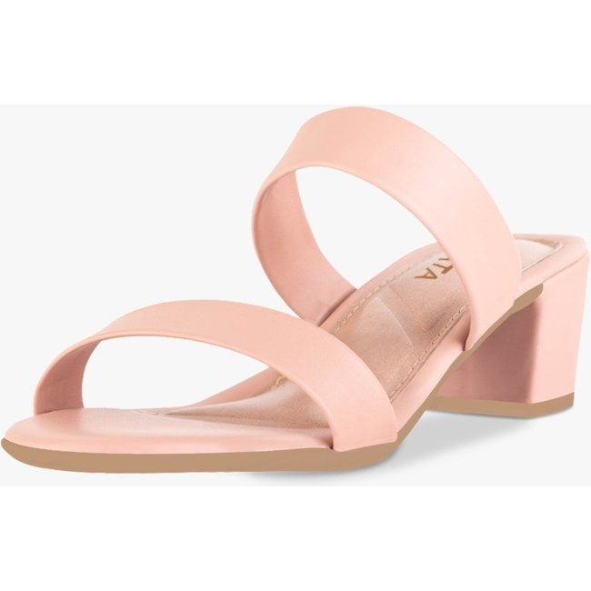 Tamanco Feminino Salto Bloco Baixo Sandalia Mule Nude